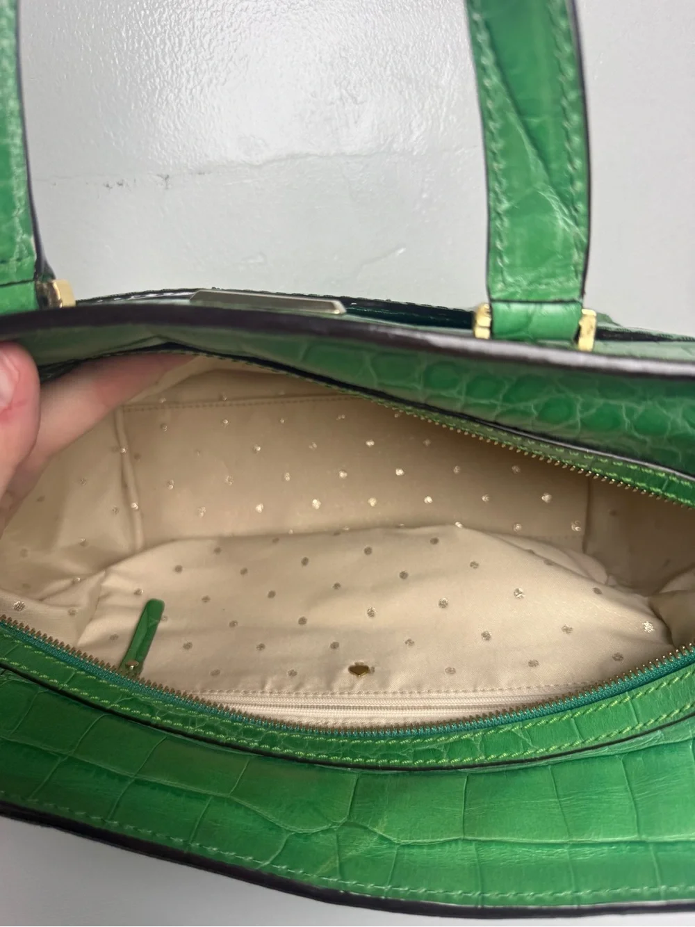 Kate spade Green Croc-Embossed Leather Tote Handbag